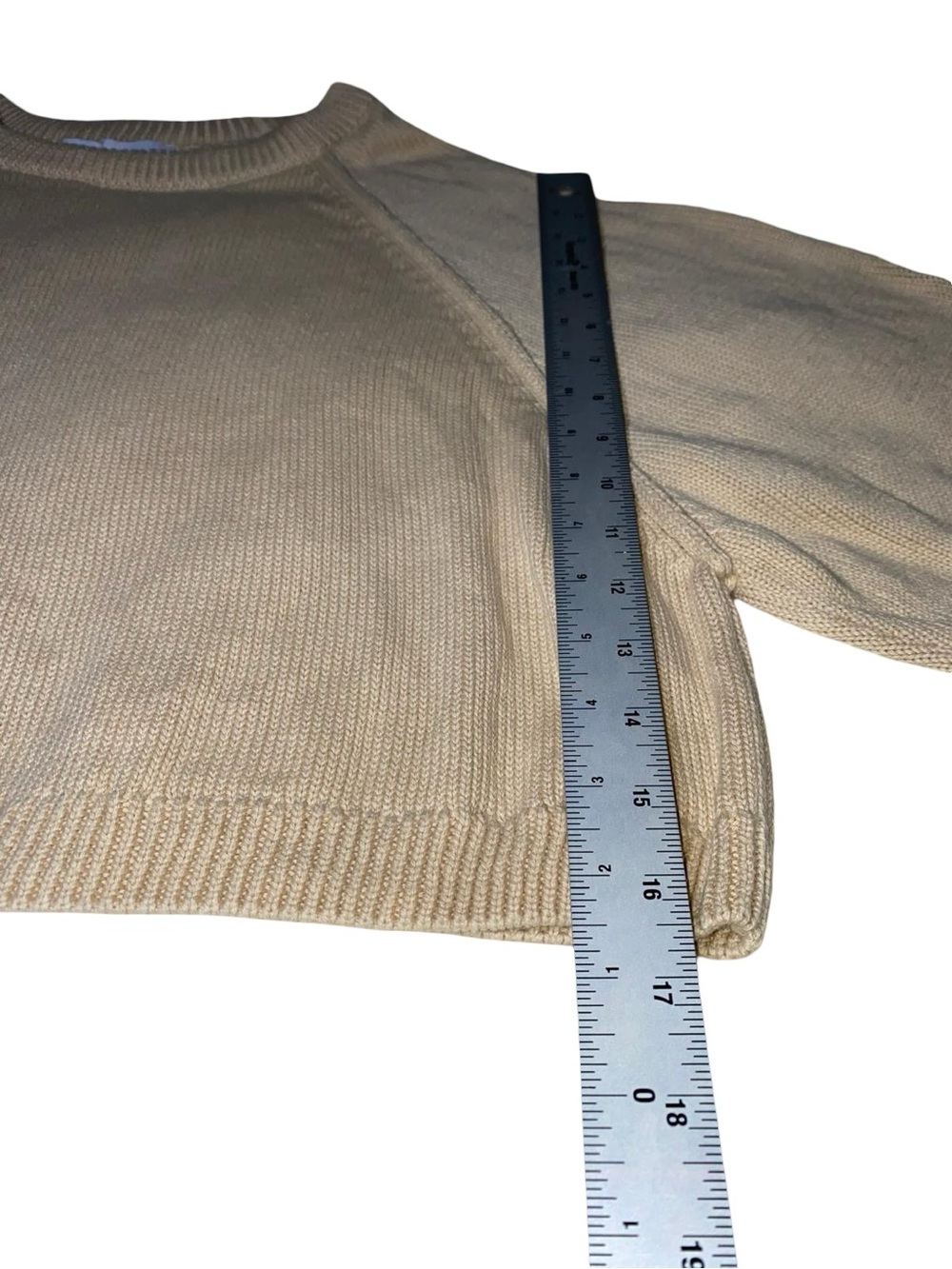ZARA 100% cotton Knit Sweater Raglan Sleeve Ribbed Trim oatmeal granola color - Picture 6 of 11